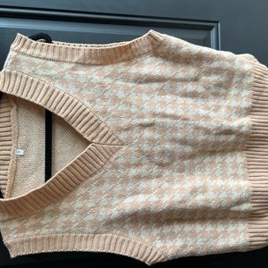 Pale Pink / Pale Peach Checkered Oversized Sweater Vest
